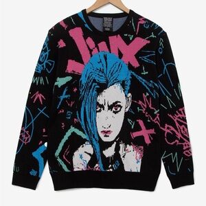 Arcane league of legends Jinx powder sweater top shirt emo goth gothic knit